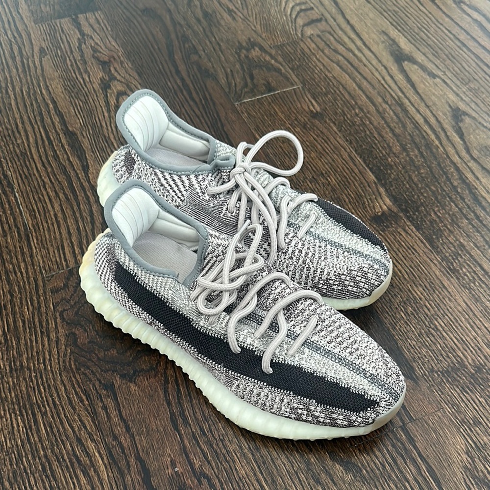 Yeezy Gray and Black Sneakers with Signature Boost Midsole